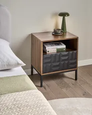 1 Drawer Bedside Table CARAQUET Dark Brown_1023554