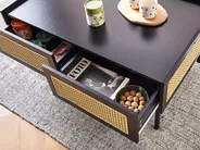 Coffee Table CULLEN with Storage Rattan Black_946507
