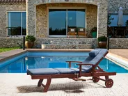 Sonnenliege mit Kissen TOSCANA PREMIUM mit Relaxfunktion Akazienholz Blau_1070419