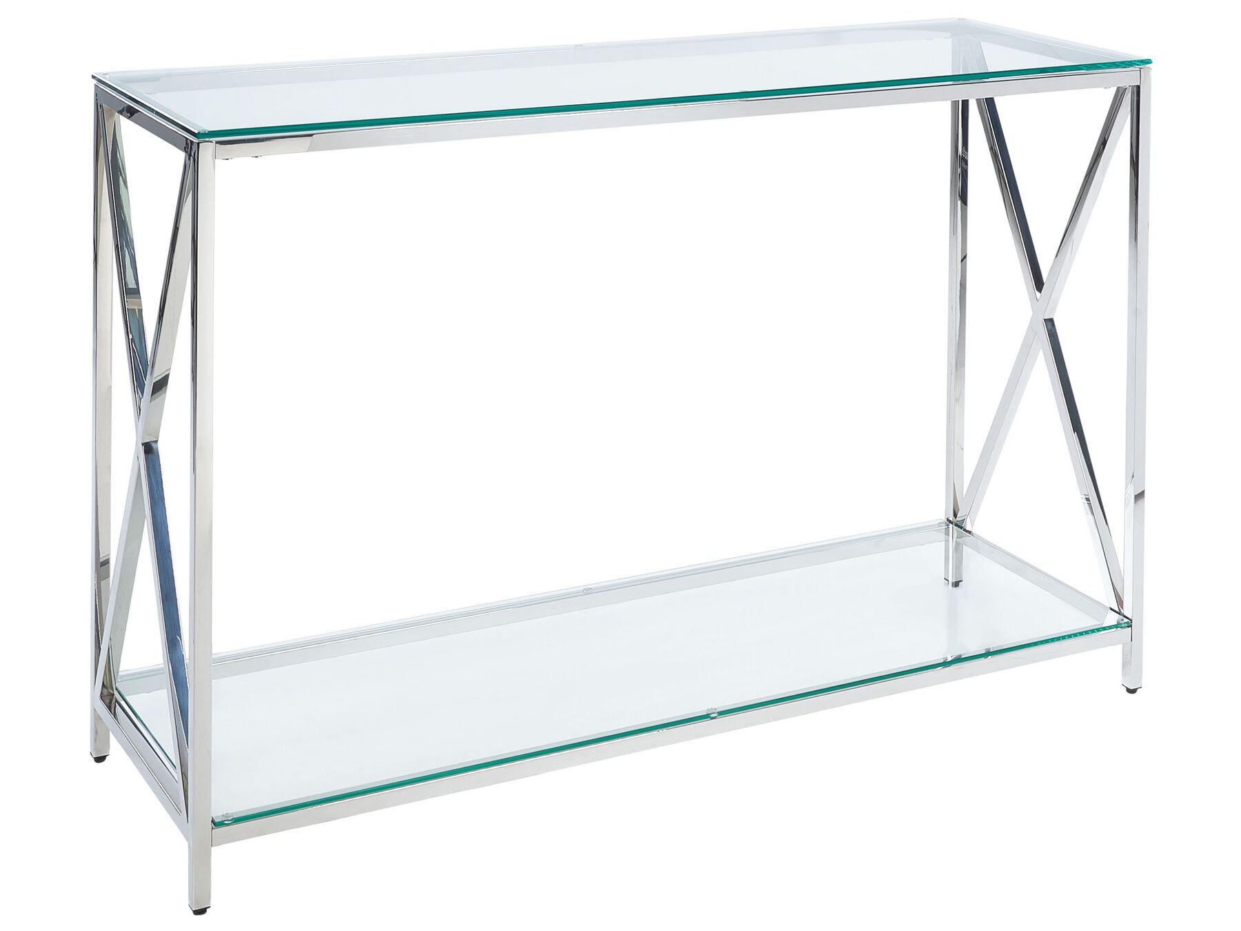 Konzolový stolík so sklenenou doskou strieborný AUDET_857857