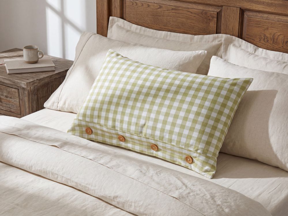 Cuscino decorativo TALYA 40 x 60 cm Verde oliva Trama a scacchi