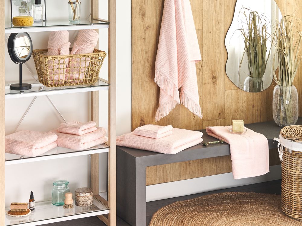 Set of 9 Towels ATIU Terry Cotton Pastel Pink
