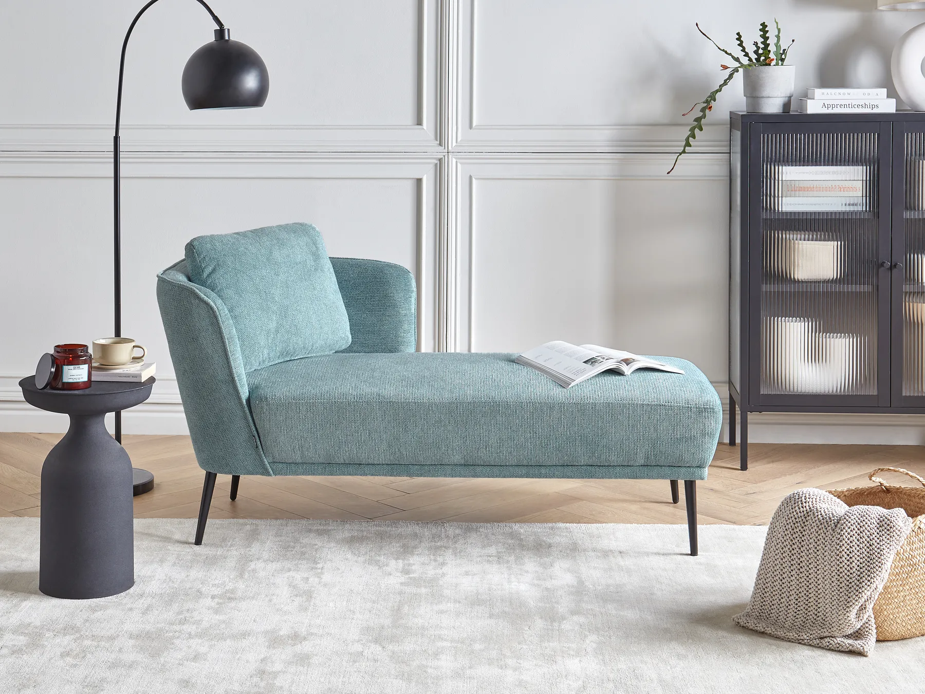 Left-Hand Chaise Longue ARTHEZE Fabric Light Blue_930084