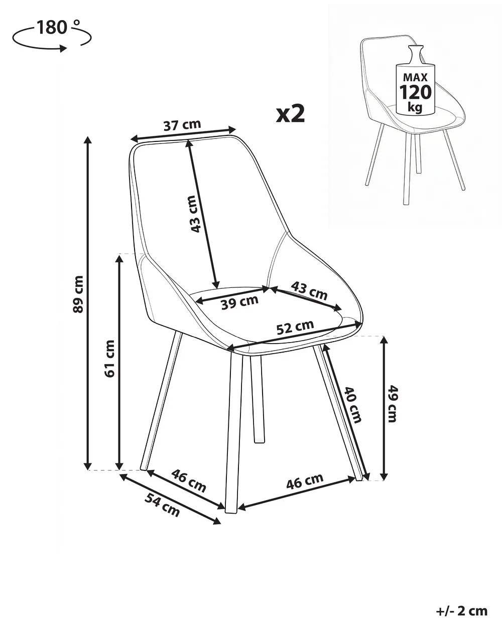 Set di 2 sedie da pranzo TERLTON Velluto Verde_1041294