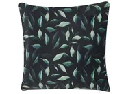 Set of 2 Decorative Cushions TOADFLAX 45 x 45 cm Velvet Green Black Plant Pattern_818796