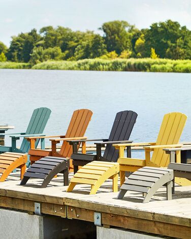 Garden Chair with Footstool Dark Grey ADIRONDACK