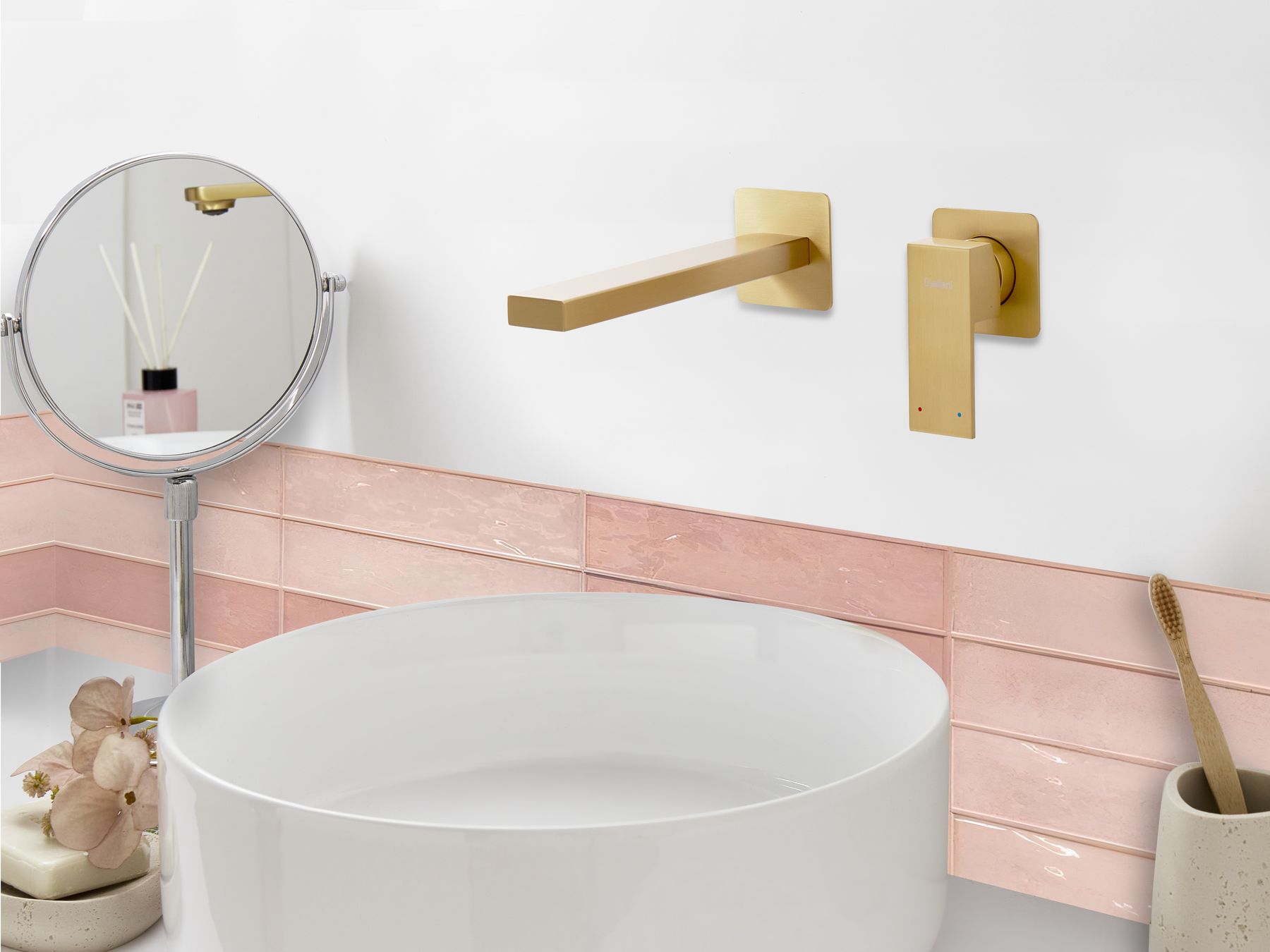 Bateria umywalkowa ścienna złota ANTOFAGASTA_995646