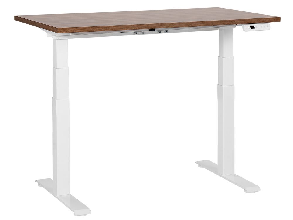 Bureau réglable en hauteur électriquement DESTINES 120 cm 72 cm Marron/blanc