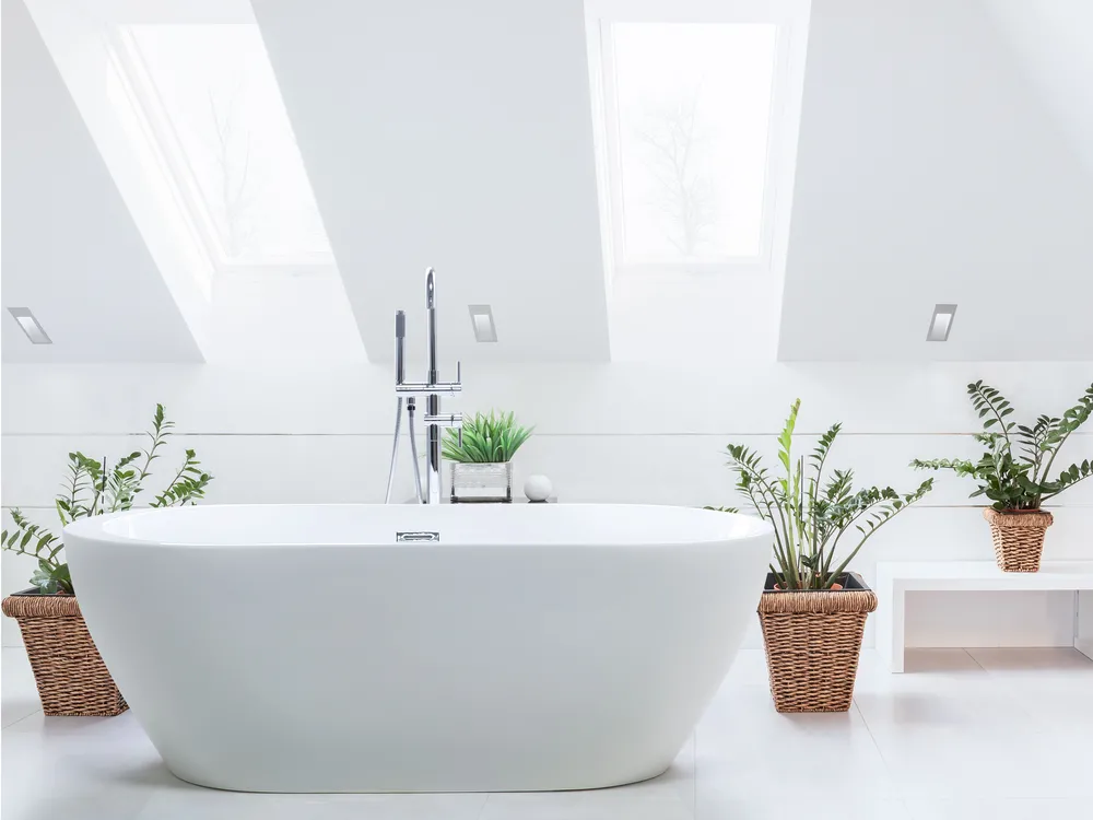 Bañera de acrílico blanco/plateado varios tamaños NEVIS