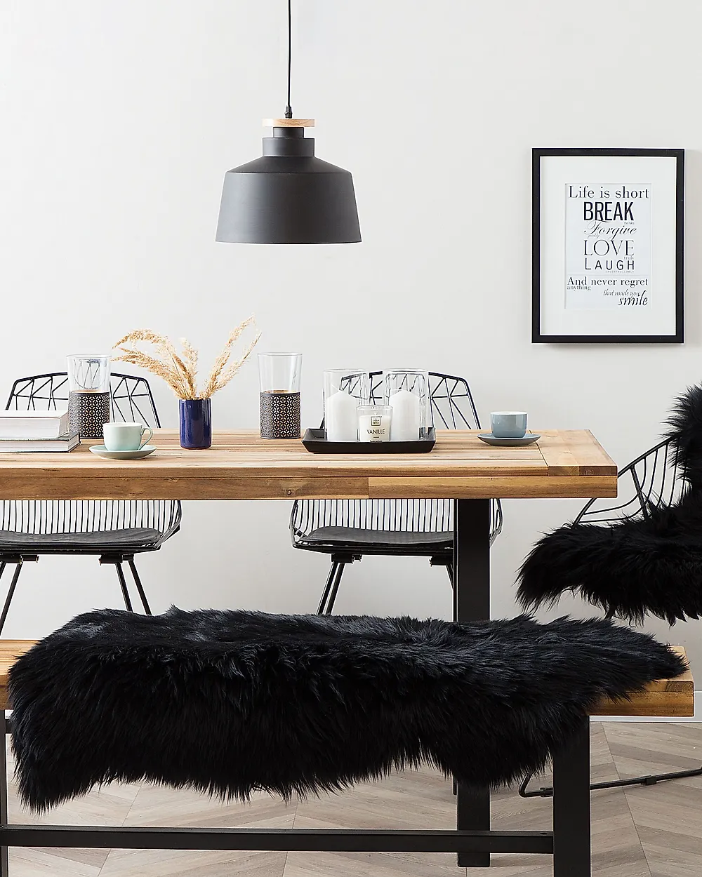 Sheepskin Rug ULURU Black 65 x 110 cm_1182645