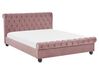 Růžová čalouněná manželská postel Chesterfield 160x200 cm AVALLON_694429