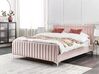 Sametová čalouněná postel s roštem 160 x 200 cm růžová LUNAN_803503