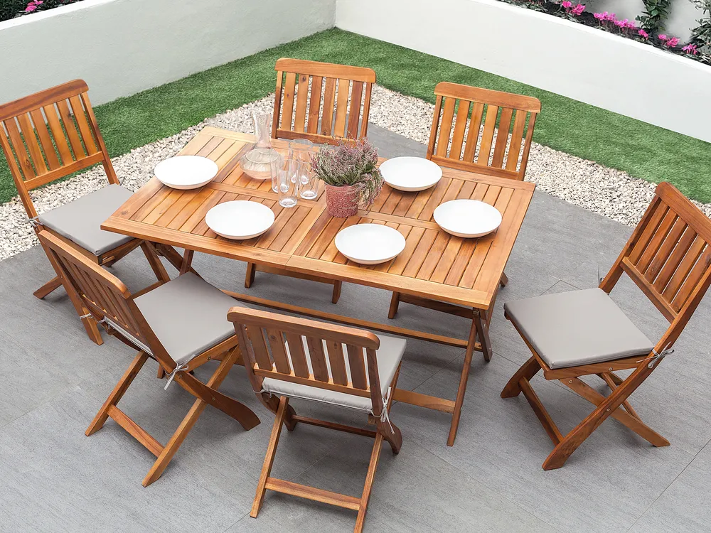 Set da pranzo da giardino posti CENTO con cuscini Legno d'acacia