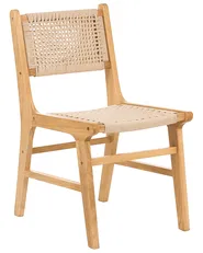 Set of 2 Dining Chairs OZELLA Wood Light Brown/ Beige_985721