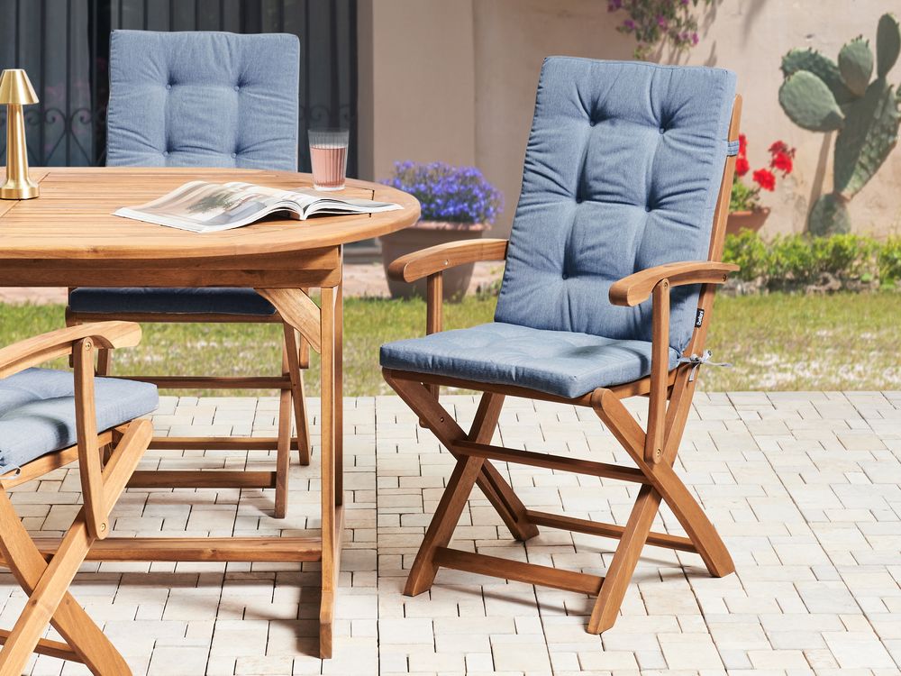 Set mit 2 Stühlen und Sitzkissen MAUI PREMIUM Akazienholz Blau