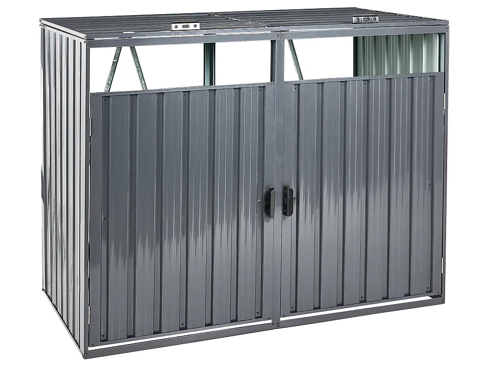 Abrigo duplo para caixote do lixo 2x240 L PERINALDO Metal Cinzento grafite
