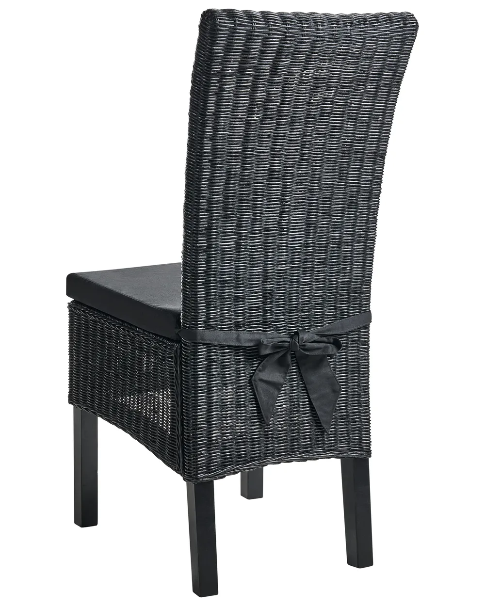 Set di 2 sedie da pranzo nere fino a 120 kg con schienale in rattan ML-Design