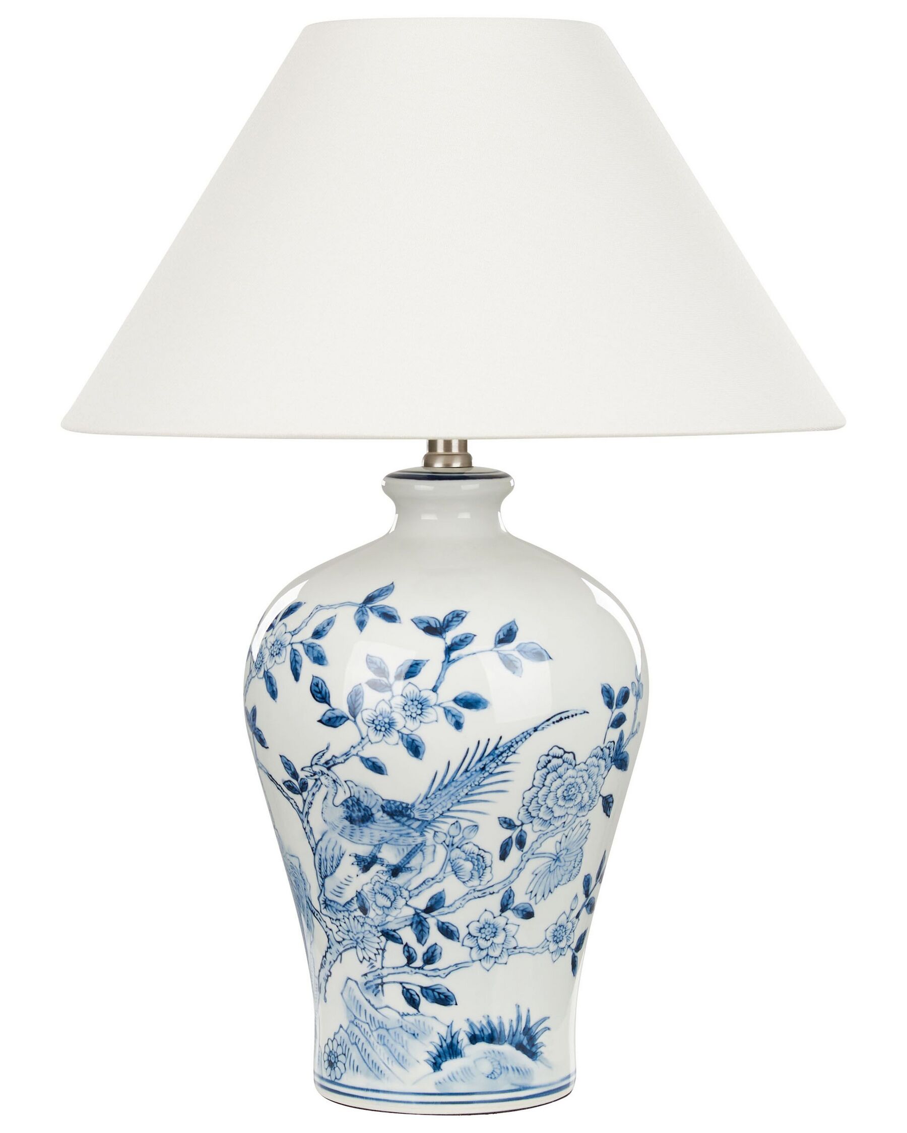 Lampada da tavolo porcellana bianca e blu 55 cm MAGROS_882977