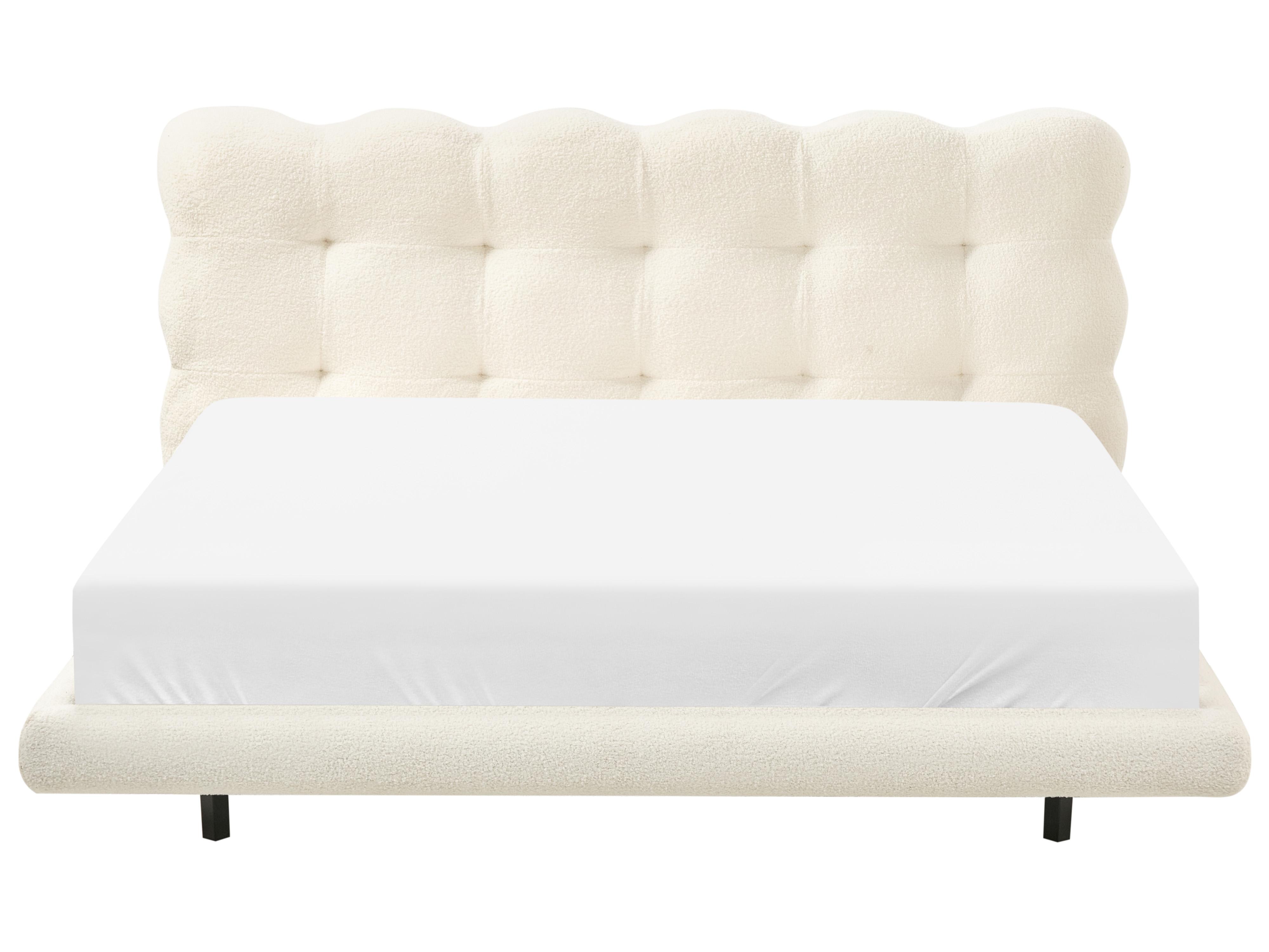 Bett mit Lattenrost Bouclé SOULISSE 160 x 200 cm Cremeweiß_992676