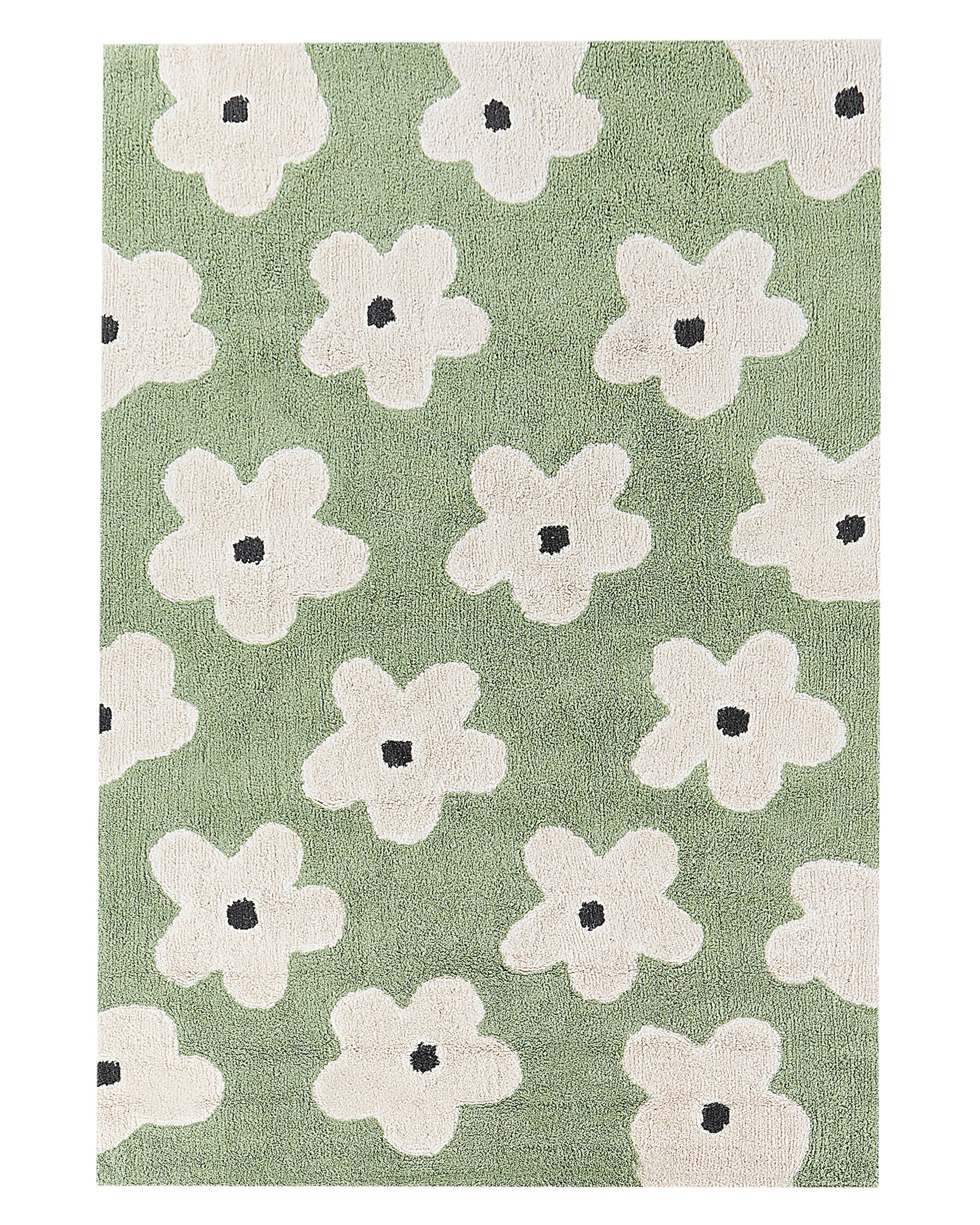 Bavlněný dětský koberec květinový vzor 140 x 200 cm zelený MOKHVA_906822
