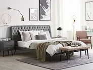 Bed Faux Leather ESSONNE 180 x 200 cm (EU Super King) Grey_1179476