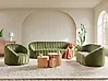 Living Room Set 6 Seater MALUNG Velvet Dark Green