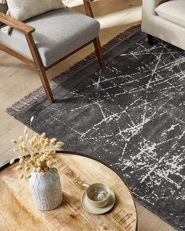 Viscose Area Rug 140 x 200 cm Dark Grey HANLI