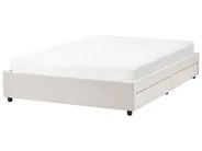 Bett mit Schubladen ohne Kopfteil PRADES Stoff Hellbeige 140 x 200 cm_996126