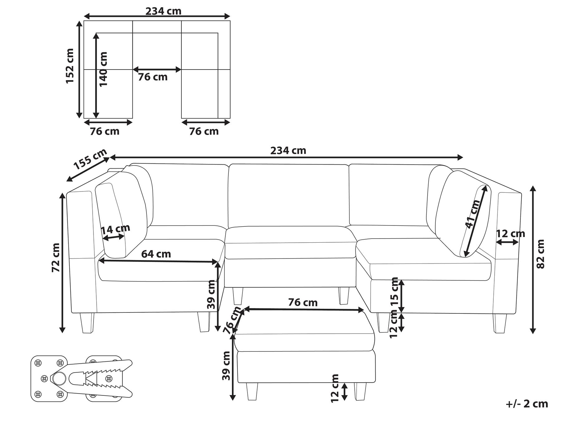 5-Seater Modular Faux Leather Sofa with Ottoman Black UNSTAD_936644 5-Seater Modular Faux Leather Sofa with Ottoman Black UNSTAD_936644