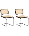 Set of 2 Dining Chairs CORDOVA Rattan Black