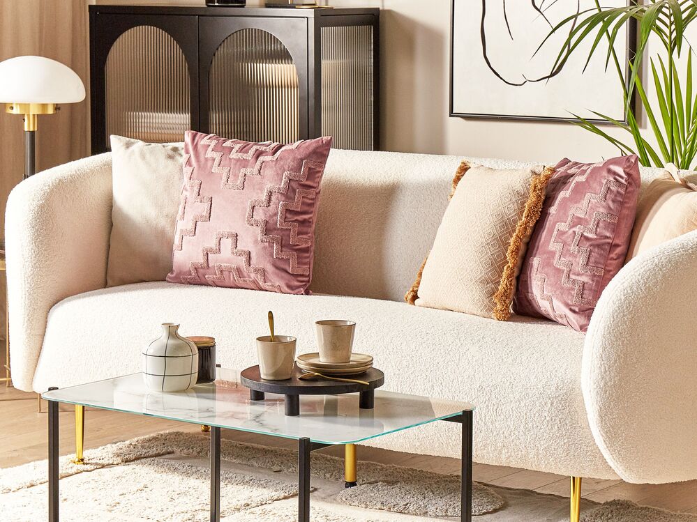 Pink sofa cushions top