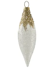 Set of 25 Baubles ICICLE Glass Transparent/ Gold_1028440