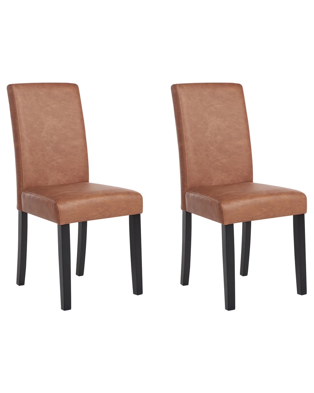 Set of 2 Dining Chairs BROADWAY Faux Leather Golden Brown Beliani