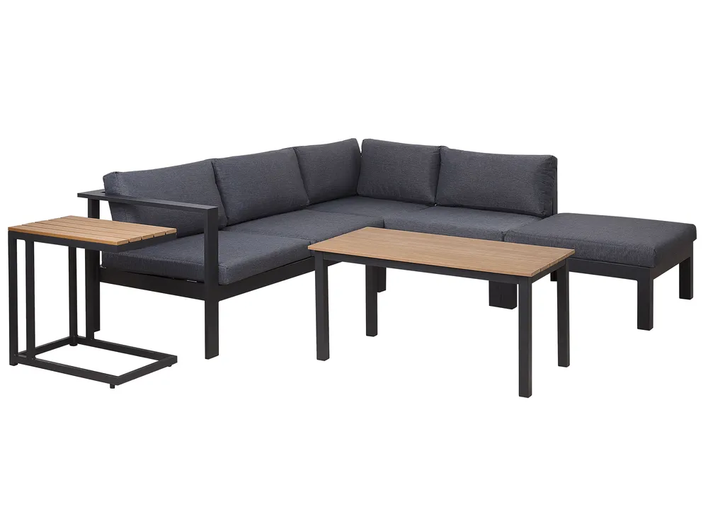 Set di divani angolari da giardino 5 posti MESSINA Metallo Nero Lato Sinistro_769435