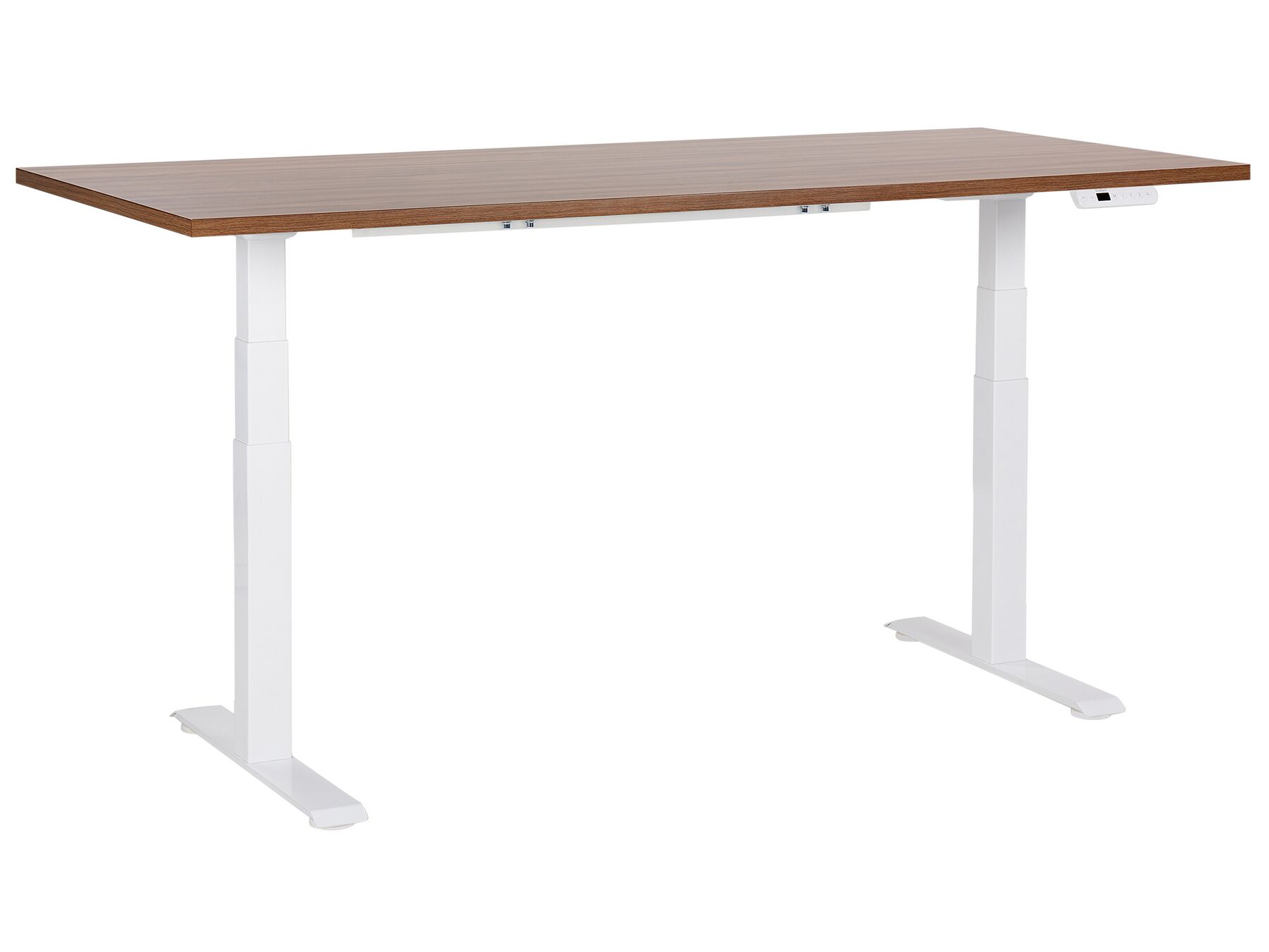 Elektrisk justerbart skrivebord 180 x 80 cm i mørk tre og hvit DESTINES_899396