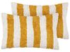 2 poduszki dekoracyjne tuftowane bawełniane w paski 30 x 50 cm białe z żółtym HELIANTHUS_910460
