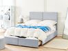 Velvet EU Double Size Ottoman Bed with Drawers Light Grey VERNOYES_861475