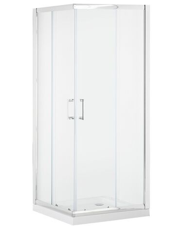 Strieborný sprchový kút z tvrdeného skla 80 x 80 x 185 cm TELA