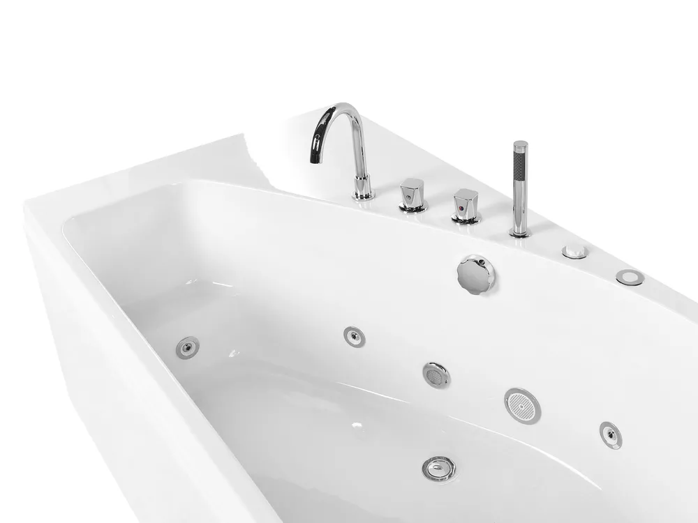 Wanna narożna z hydromasażem LED CAURA 175 x 80 cm Biały Prawostronny_1017106