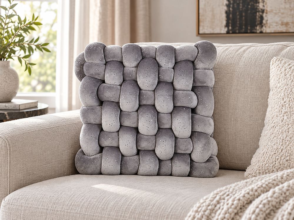Cuscino decorativo SIRALI 30 x 30 cm Velluto Grigio Tinta unita