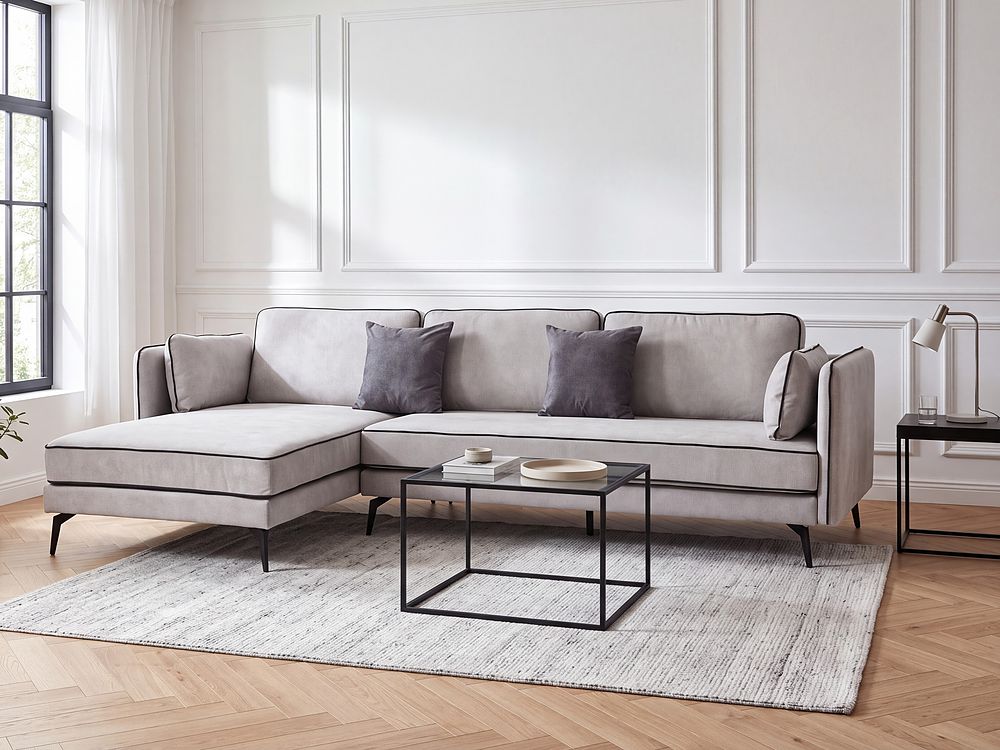 Corner Sofa ALTAN Velvet Light Grey Right Hand