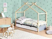 Lit d'enfant Maison Bois de pin ORGEVAL 90 x 200 cm avec rangement Gris_1179014