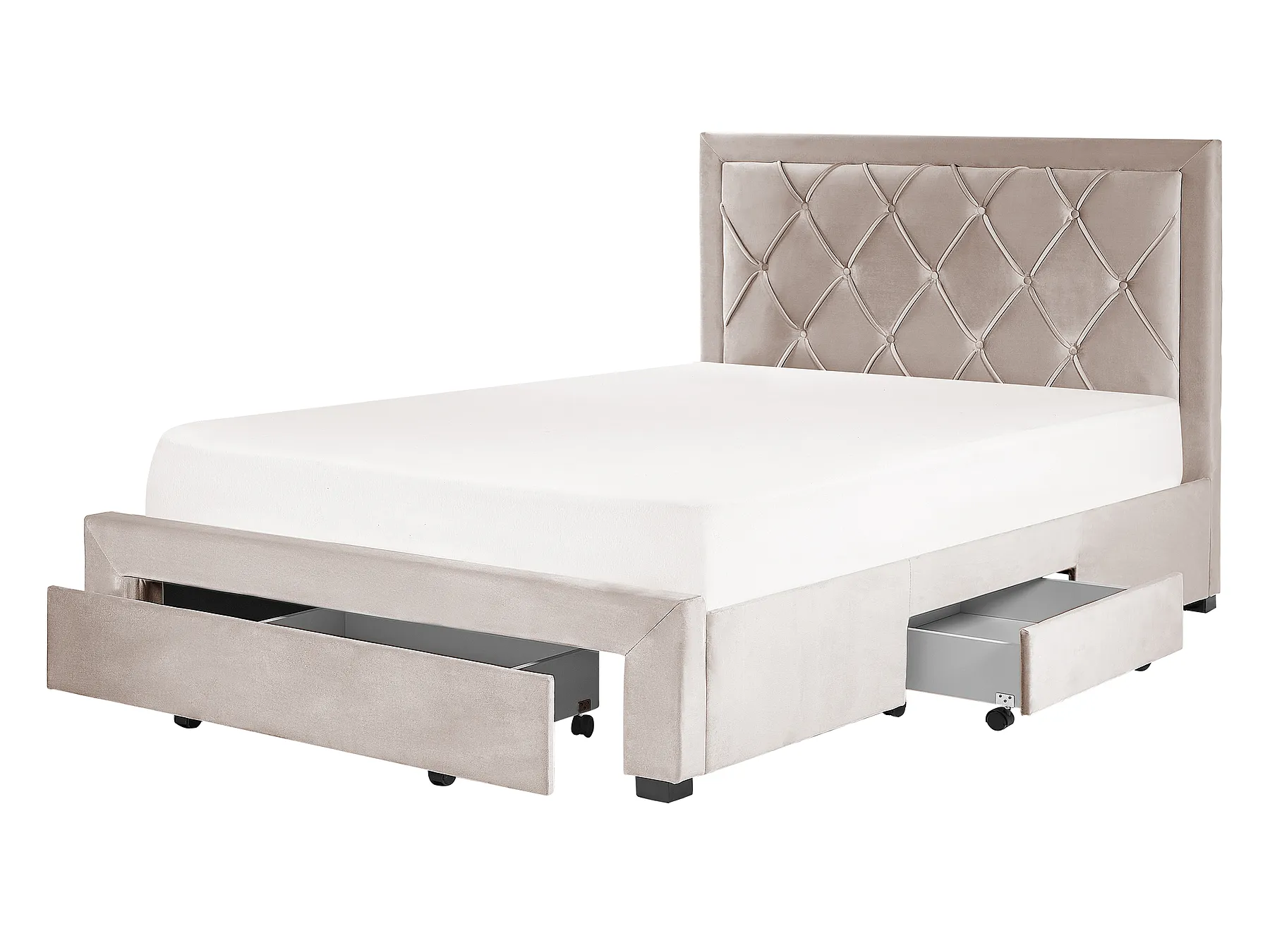 Bett mit Schubladen LIEVIN Samtstoff Beige 140 x 200 cm_858020