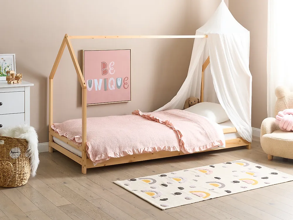 Lit d'enfant Maison Bois de pin APPY 90 x 200 cm Marron clair_1175189