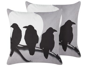Set di 2 cuscini decorativi velluto grigio nero e bianco 45 x 45 cm ORADEA