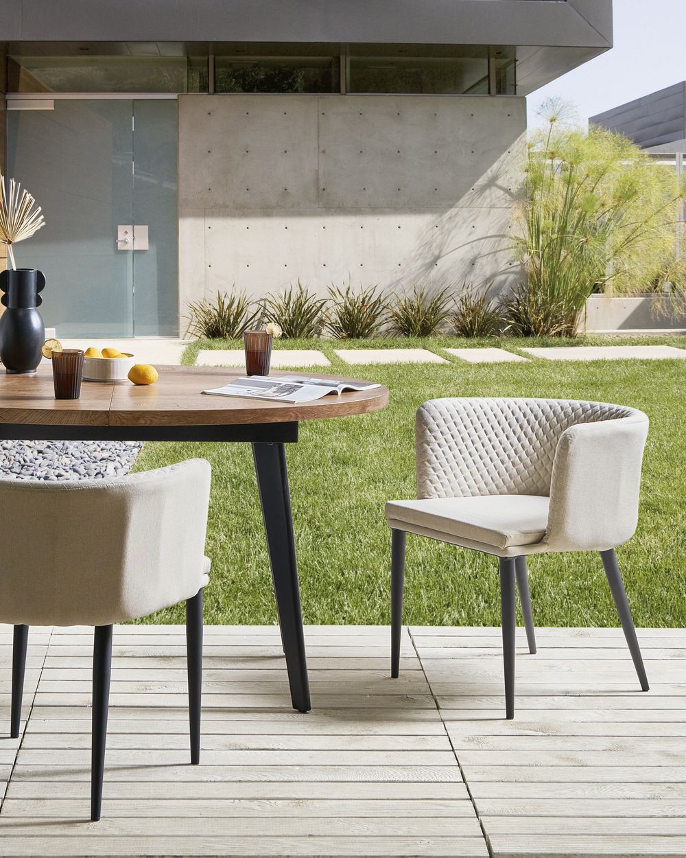Set of 2 Garden Chairs LIMASSON Fabric Beige