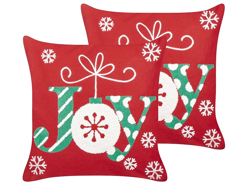 Set di 2 cuscini GINGERBREAD 45 x 45 cm Cotone Rosso Modello natalizio