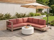 Garden Corner Sofa 5 Seater MARETTIMO Certified Acacia Wood Red Right Hand_1081662