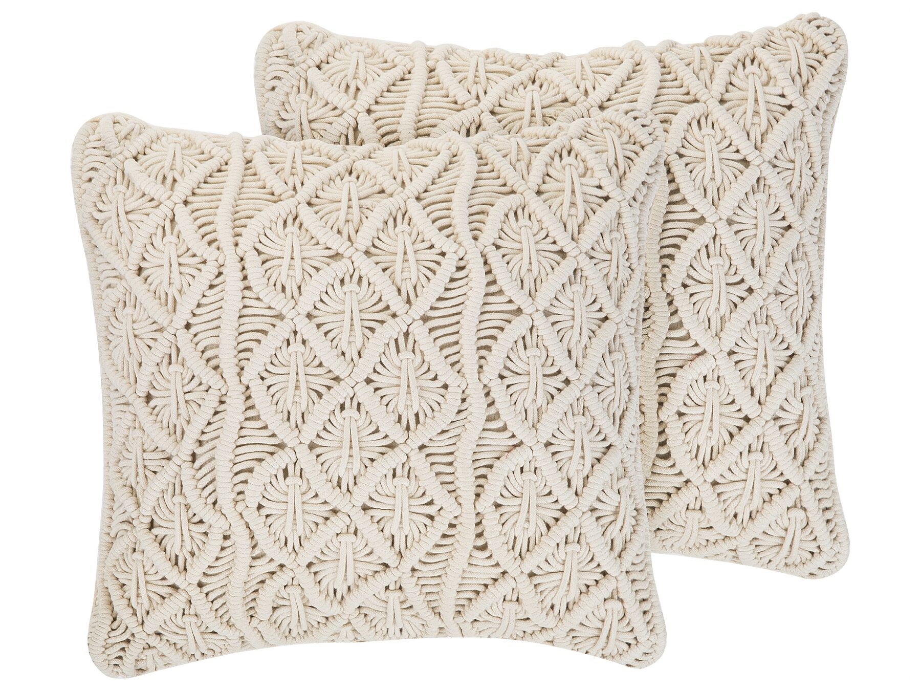 Set di 2 cuscini in cotone macramè beige 45 x 45 cm GOREME_768981