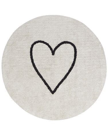 Pyöreä matto puuvilla beige/musta ⌀ 140 cm HEART